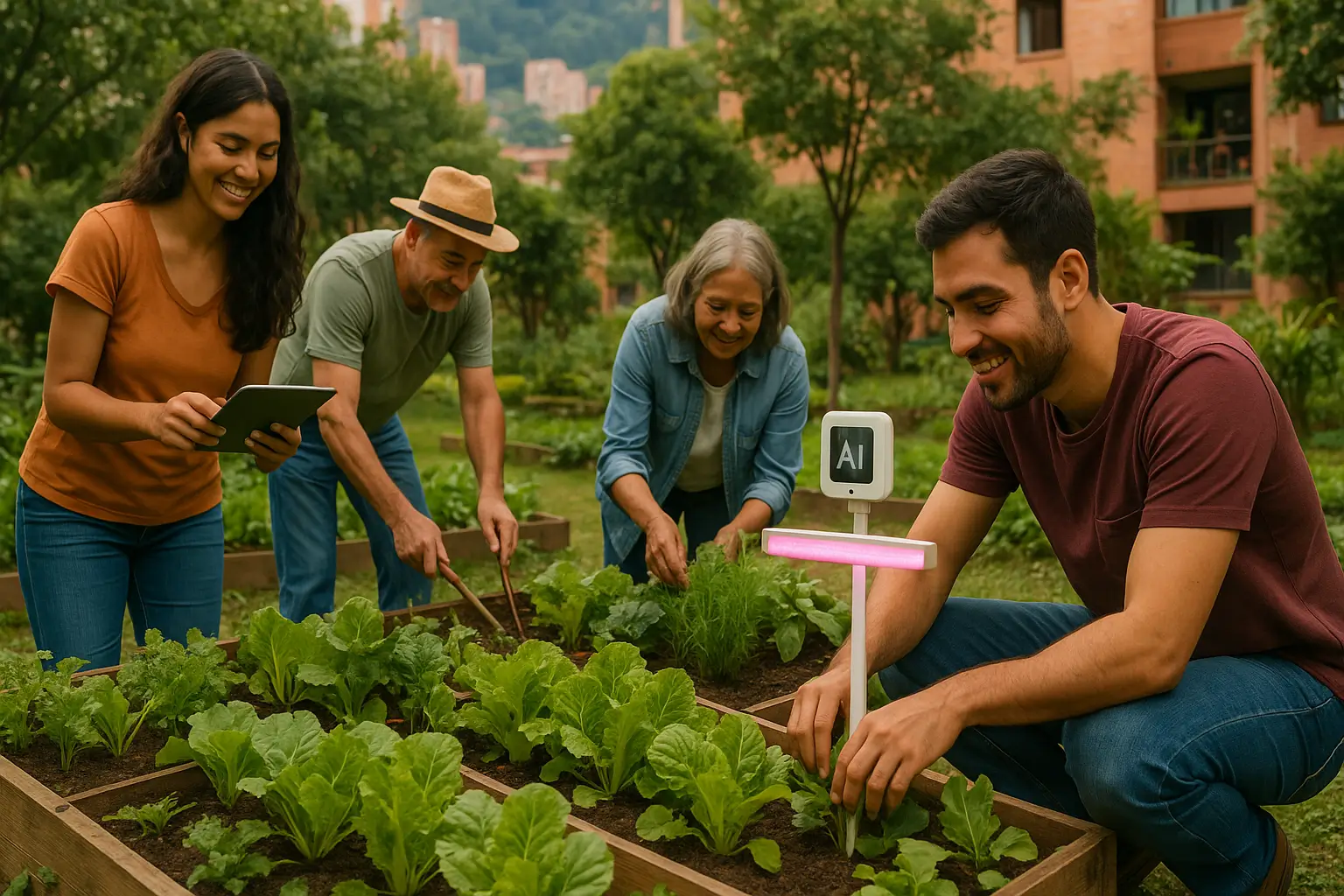 Huertas inteligentes: un barrio de Medellín cultiva lentejas con IA