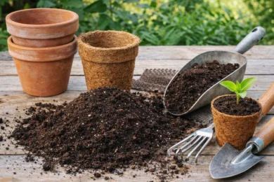 Guía de sustratos y recipientes para mini huertos caseros