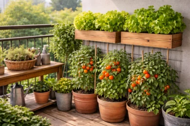 Balcón-huerto viral en 24 h: tomates y lechugas imparablemente frescos en pleno centro urbano