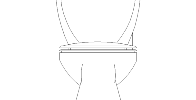 inodoro autocad dwg gratis en alzado frontal, bloque 2D para planos de baño